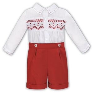 NWT Sarah Louise Boys Smocked Red Set, 18M